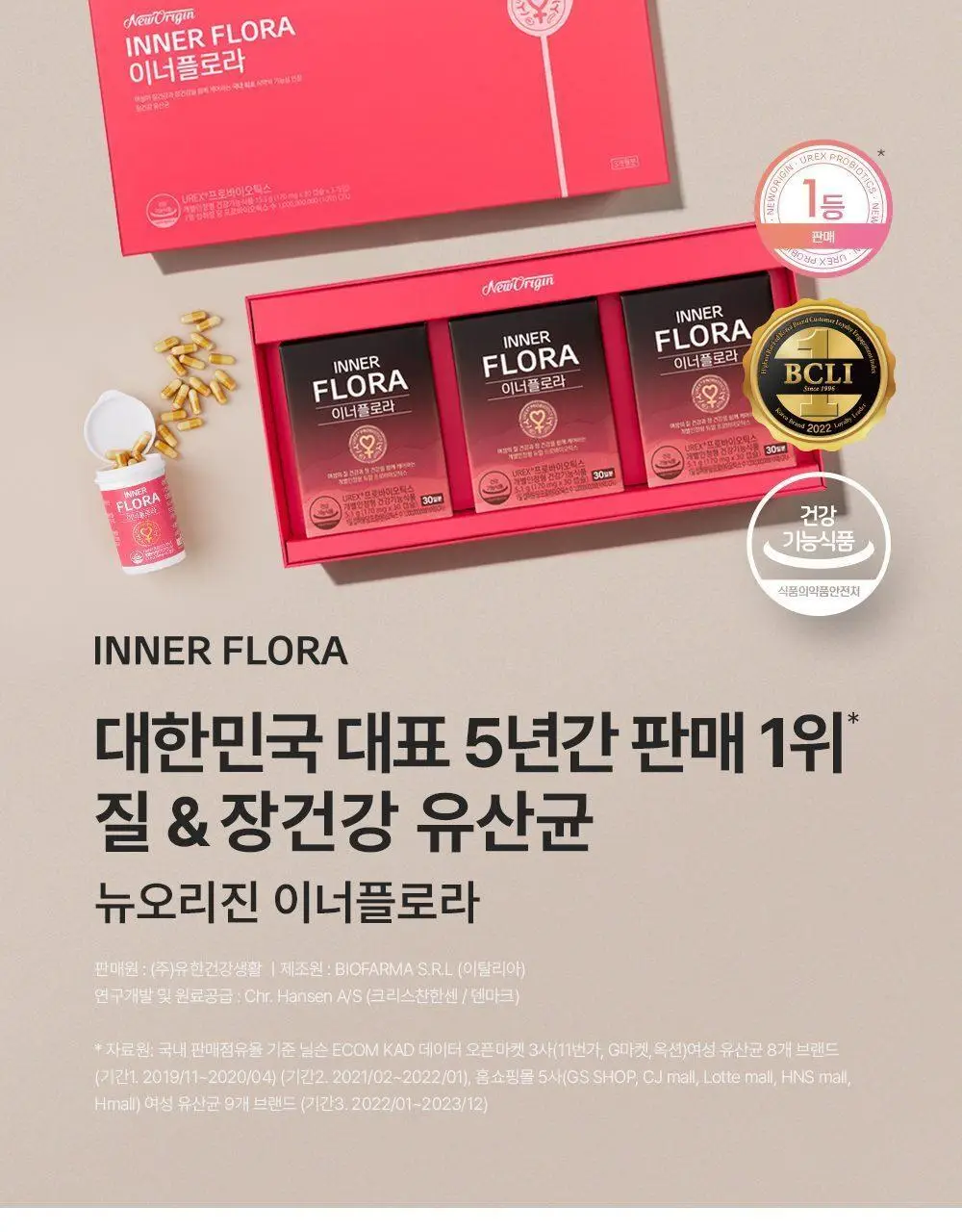 [질유산균] 뉴오리진 이너플로라 트리플 선물세트 30캡슐 *3박스 (90일분) 상세페이지 5